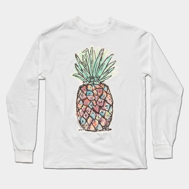 Watercolor Pineapple Long Sleeve T-Shirt by faiiryliite